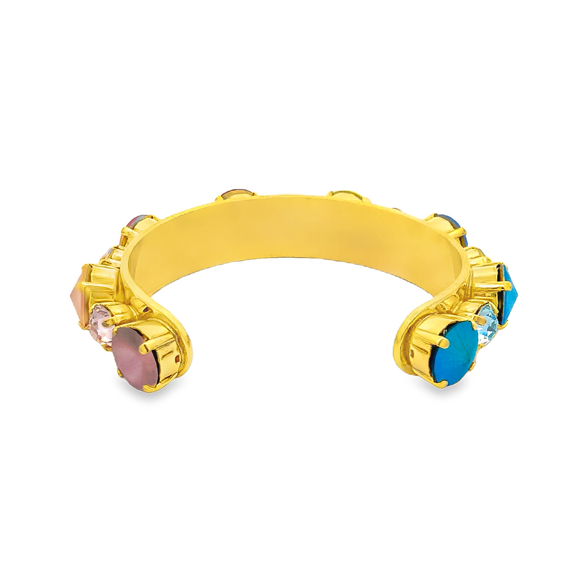 TOVA Jewelry, crystal cuff bracelet, handmade jewelry Canada, vintage gold bracelet, adjustable crystal cuff, multi-color jewelry, Candy Crush bracelet, antique gold plating, luxury costume jewelry. at ooh la la! in Grapevine TX 76051