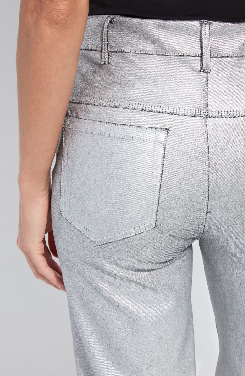 Lysse Metallic Coated High Waist Wide Leg Pull-On Jeans in silver at ooh la la! in Grapevine TX 76051