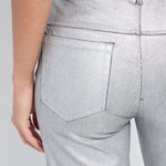 Lysse Metallic Coated High Waist Wide Leg Pull-On Jeans in silver at ooh la la! in Grapevine TX 76051