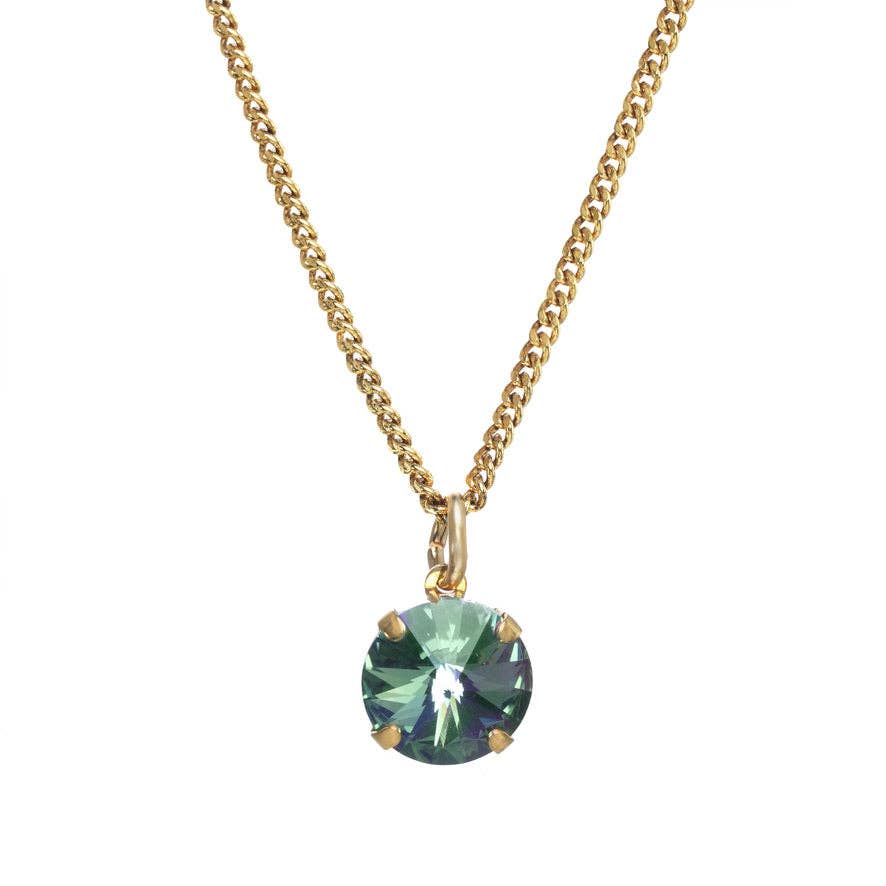 Aqua TOVA Talia, crystal pendant necklace, antique gold jewelry, handcrafted Canadian jewelry, adjustable gold necklace, charm-compatible necklace, luxury fashion accessories, gold plated brass chain.
at ooh la la! in Grapevine TX 76051 