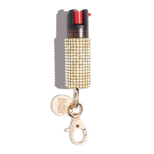 Sparkly Keychain Pepper Spray in gold rhinestone at ooh la la! in Grapevine TX 76051