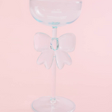 Bow & Bubbly Coupe and Wine Glass in blue at ooh la la! in Grapevine TX 76051
