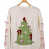Simply Southern Bow Tree sweater front view