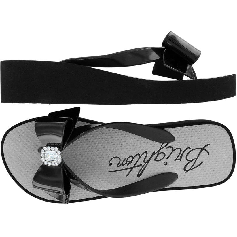 Brighton Bowie Flip Flops, Wedge Sandals for Women, Crystal Bow Flip Flops, Black Platform Sandals, Designer Beach Shoes, Brighton Footwear, Glamorous Wedge Sandals, Travel Flip Flops with Pouch at ooh la la! in Grapevine TX 76051