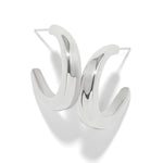 Brighton Cascade Rio silver hoop earrings with bold chunky curved open design