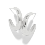 Brighton Cascade Rio silver hoop earrings with bold chunky curved open design