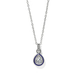 Brighton Halo Gemma Petite Teardrop Necklace with navy enamel and clear crystal pendant on silver chain