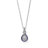 Brighton Halo Gemma Petite Teardrop Necklace with navy enamel and clear crystal pendant on silver chain