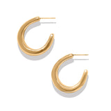 Brighton Cascade Rio Gold Hoop Earrings, chunky polished gold C-hoop pair with post backs