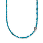 Brighton Love Messages Be Bold teal beaded necklace with pavé silver heart charm
