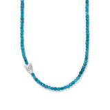 Brighton Love Messages Be Bold teal beaded necklace with silver heart charm accent