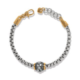 Brighton Meridian Solis Hem Bracelet with silver box chain, gold accents, and crystal bead charm