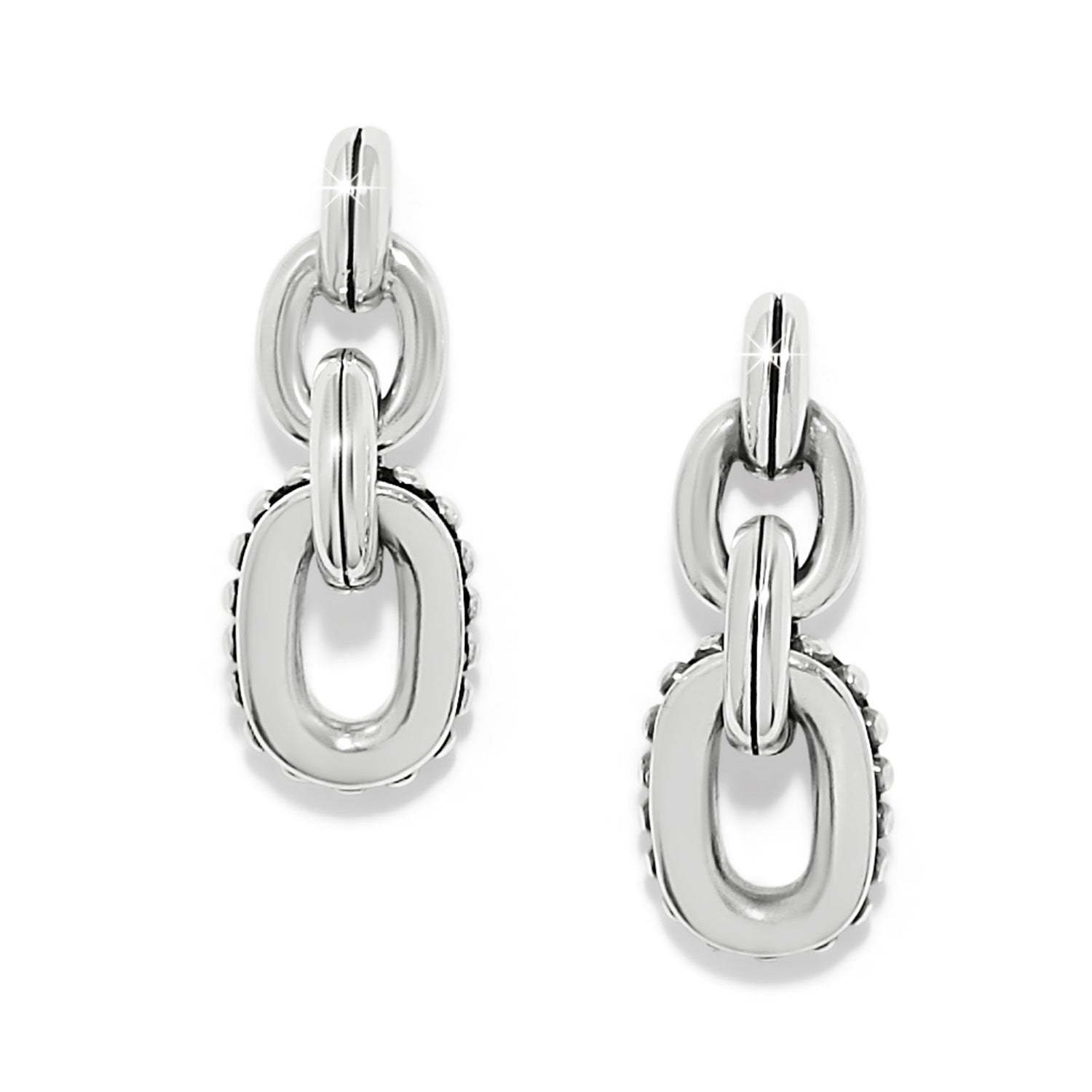 Brighton Pretty Tough Link Post Earrings in silver with chain-link design at ooh la la! in Grapevine TX 76051