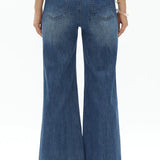 Toronto flare jeans, embroidered denim, scalloped hem jeans, mid rise flare, vine motif jeans, boho chic denim, distressed wide leg, women’s designer jeans, Lyocell denim at ooh la la! in Grapevine TX 76051