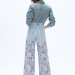 Wide Leg Daisy Lace Bottom Sparkly Jeans at ooh la la! in Grapevine TX 76051