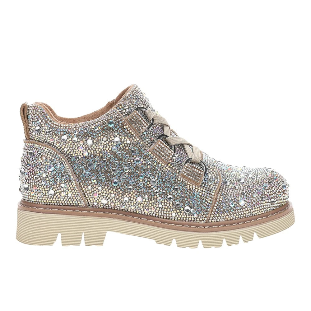 Corky's Campfire Rhinestone Bootie covered in sparkling crystals with lug sole at ooh la la! in Grapevine TX 76051