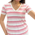 Liverpool Stripe V-Neck Knit Tee at Ooh La La! in Grapevine TX 76051