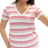 Liverpool Stripe V-Neck Knit Tee at Ooh La La! in Grapevine TX 76051