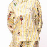 Queen of Sparkles Metallic Stripe Cocktail Serving Nutcracker Button Up Top at ooh la la! in Grapevine TX 76051