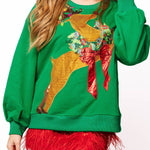 Queen of Sparkles Rhinestone Rudolph Wearing A Wreath Sweatshirt at ooh la la! in Grapevine TX 76051