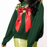 Queen of Sparkles Dark Green & Red Wreath Around Neck Sweater at ooh la la! in Grapevine TX 76051
