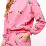 Queen of Sparkles Bright Pink Christmas Cocktail Sweatshirt at ooh la la! in Grapevine TX 76051