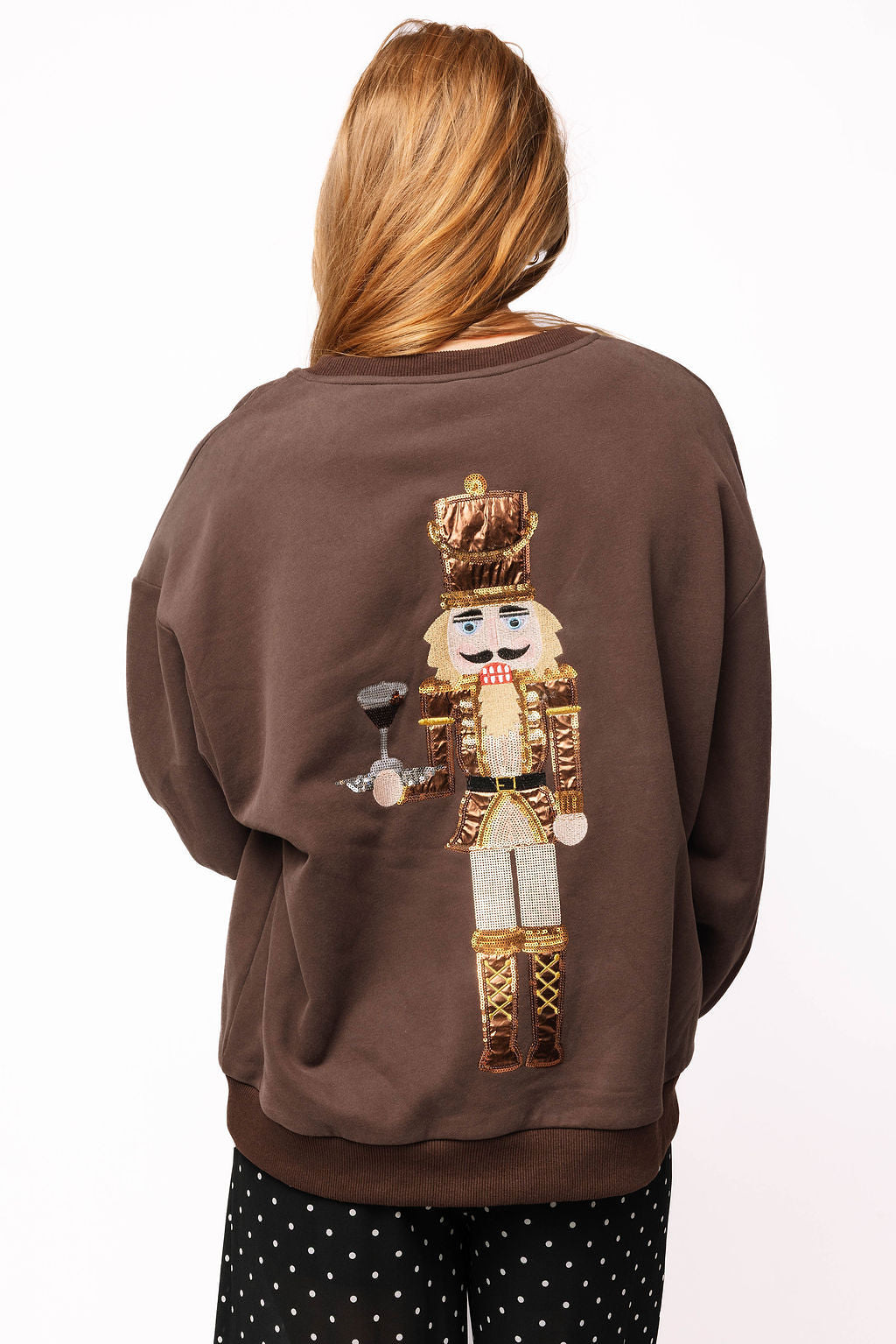 Brown Espresso Martini Serving Nutcracker Sweatshirt at ooh la la! in Grapevine TX 76051