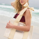 Bow Tote with Phone Pouch in Ecru Raffia at ooh la la! in Grapevine TX 76051