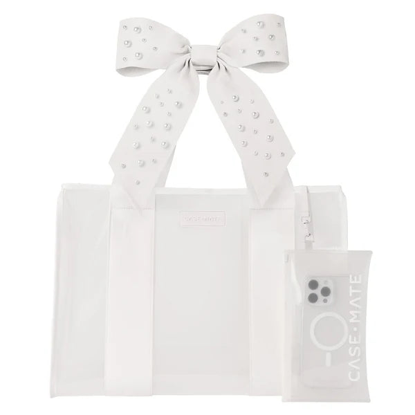Bow Tote with Phone Pouch in ivory pearl at ooh la la! in Grapevine TX 76051