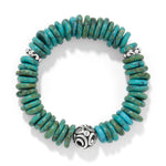 Brighton turquoise disc bead stretch bracelet with silver decorative spacer beads
