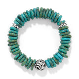 Brighton turquoise disc bead stretch bracelet with silver decorative spacer beads