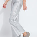 Lysse Metallic Coated High Waist Wide Leg Pull-On Jeans in silver at ooh la la! in Grapevine TX 76051