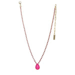 Electric Pink TOVA Milli Necklace, Swarovski crystal jewelry, gold plated teardrop necklace, electric blue pendant, pink crystal necklace, luxury statement jewelry, designer brass necklace, vibrant crystal pendant. at ooh la la! in Grapevine TX 76051