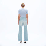 High Rise Lace Front Straight Leg Jeans in light blue at ooh la la! in Grapevine TX 76051
