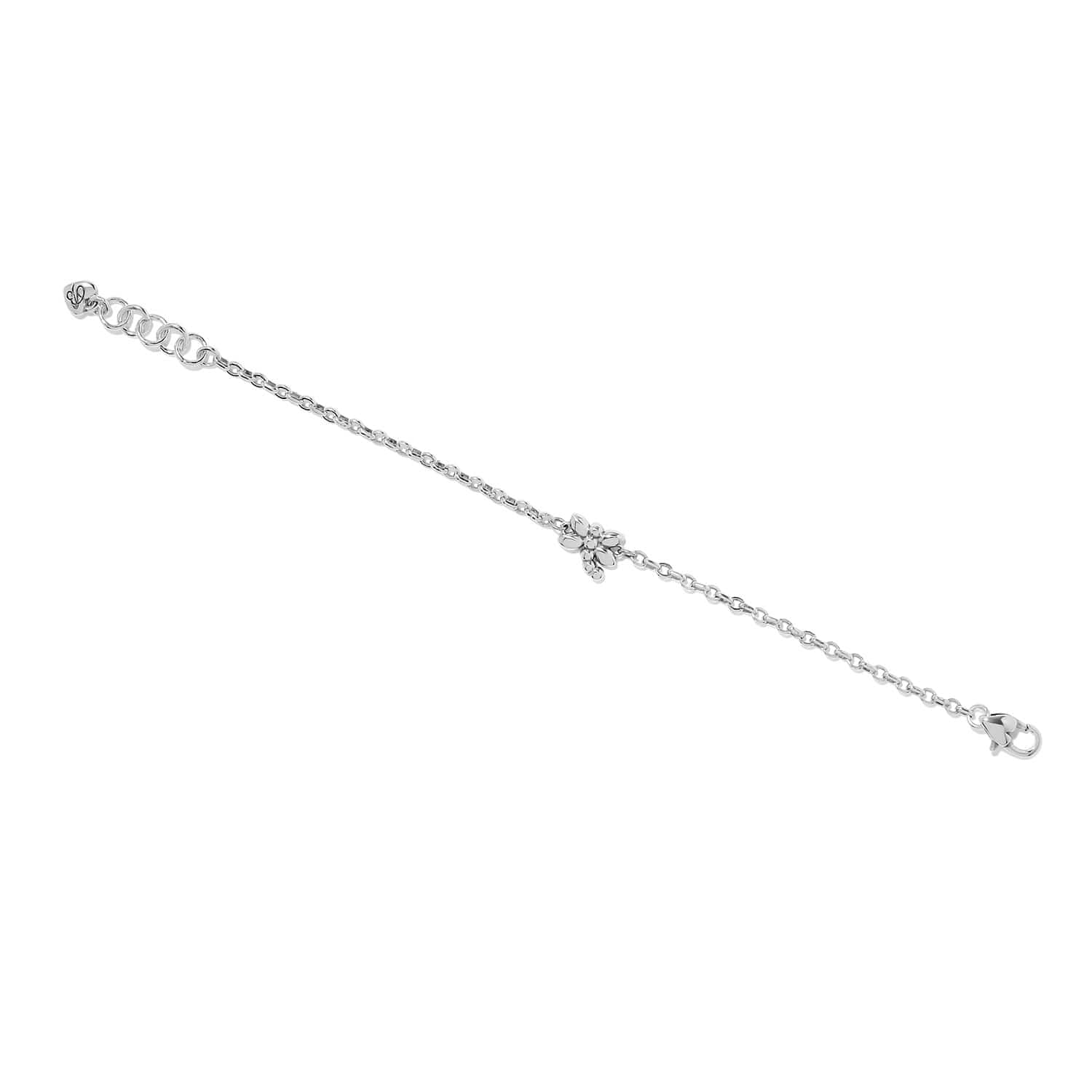 Silver chain bracelet with dragonfly charm and extender chain