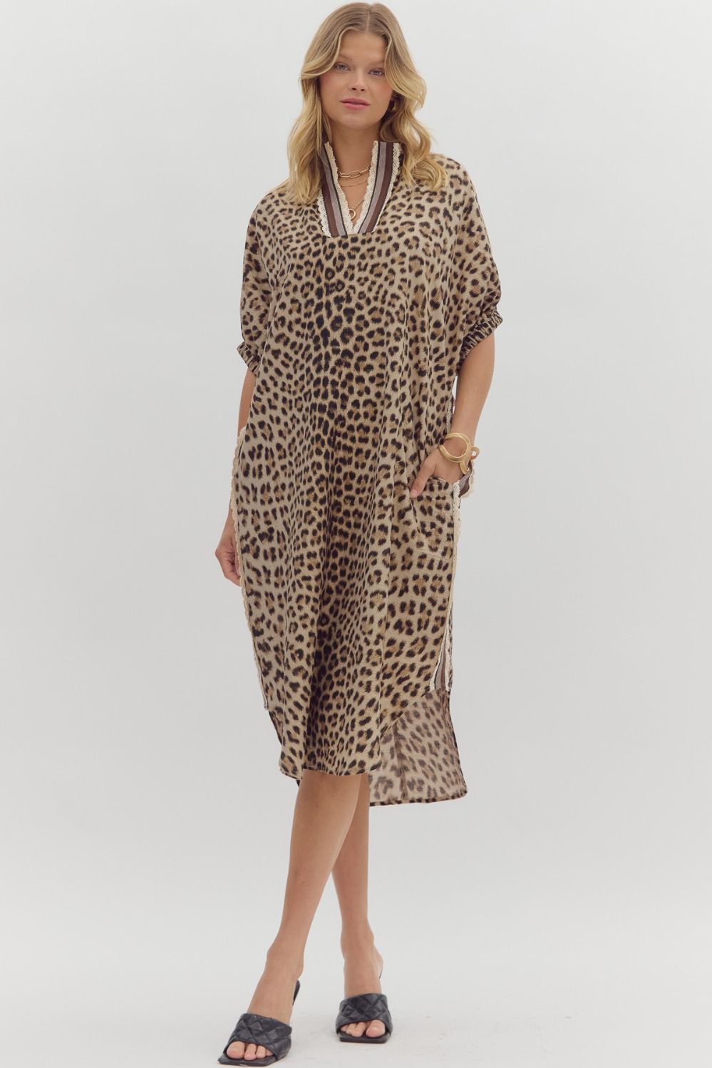 Leopard Dolman Midi Dress at Ooh La La! in Grapevine TX 76051