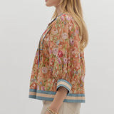 Vintage Floral 3/4 Sleeve Top at ooh la la! in Grapevine TX 76051