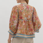 Vintage Floral 3/4 Sleeve Top at ooh la la! in Grapevine TX 76051