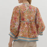 Vintage Floral 3/4 Sleeve Top at ooh la la! in Grapevine TX 76051