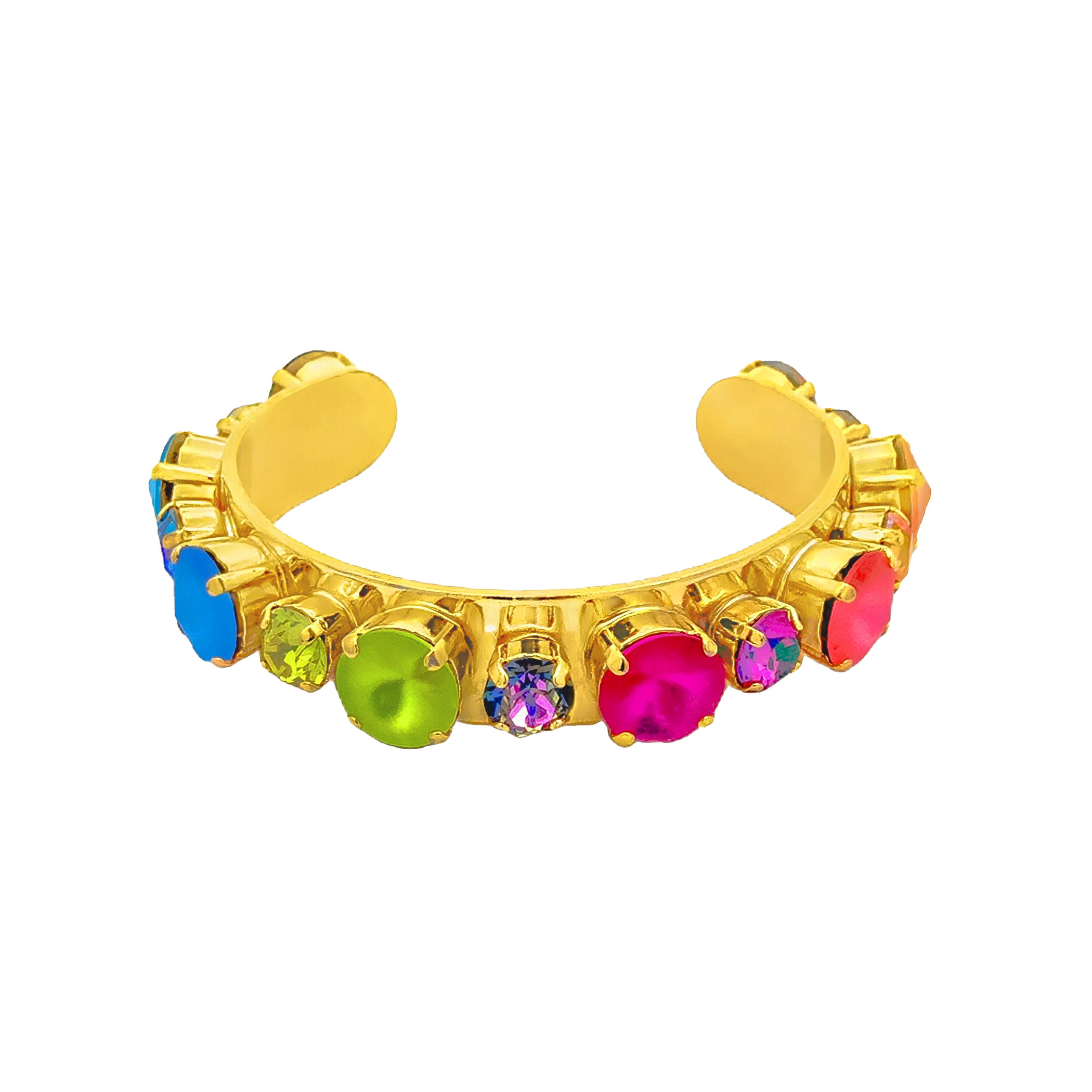 TOVA Jewelry, crystal cuff bracelet, handmade jewelry Canada, vintage gold bracelet, adjustable crystal cuff, multi-color jewelry, Candy Crush bracelet, antique gold plating, luxury costume jewelry. at ooh la la! in Grapevine TX 76051