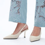 High Rise Lace Front Straight Leg Jeans in light blue at ooh la la! in Grapevine TX 76051