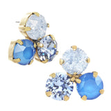 Blue TOVA jewelry, Ines ICE earrings, crystal stud earrings, gold cluster earrings, hypoallergenic jewelry, Canadian made earrings, party jewelry, vintage gold studs, iced crystal accessories. at ooh la la! in Grapevine TX 76051