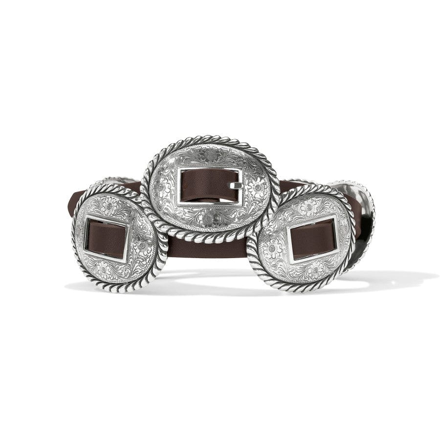 Brighton Fandango Concho Belt with silver conchos and brown leather strap