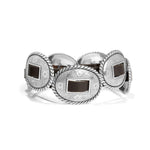 Brighton Fandango silver concho belt with engraved oval medallions and rope detailing