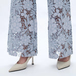 Wide Leg Daisy Lace Bottom Sparkly Jeans at ooh la la! in Grapevine TX 76051