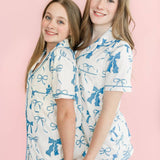 Sweet Dreams Blue Bow Pajama Shorts Set at ooh la la!  in Grapevine TX 76051