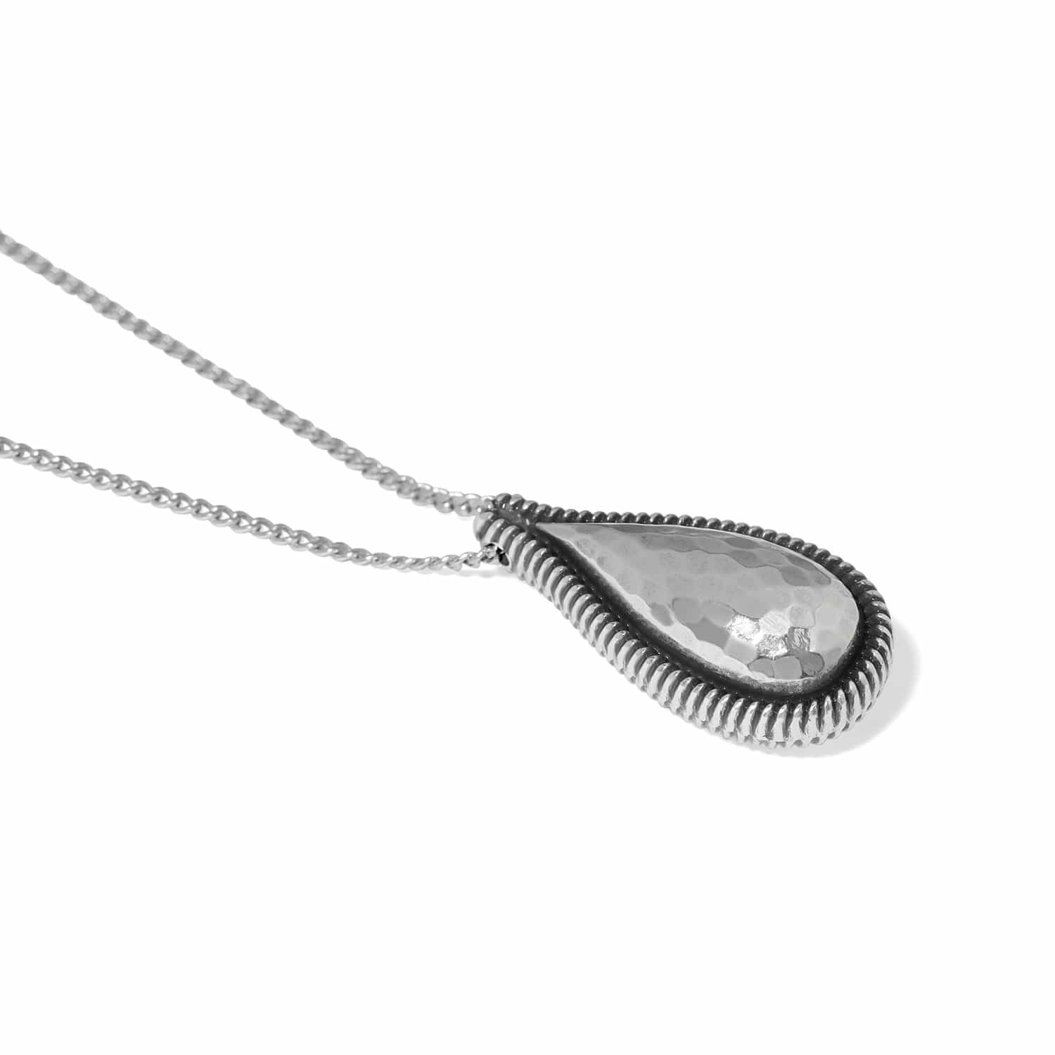 Brighton Ferrara La Crima silver necklace with teardrop crystal pendant on chain