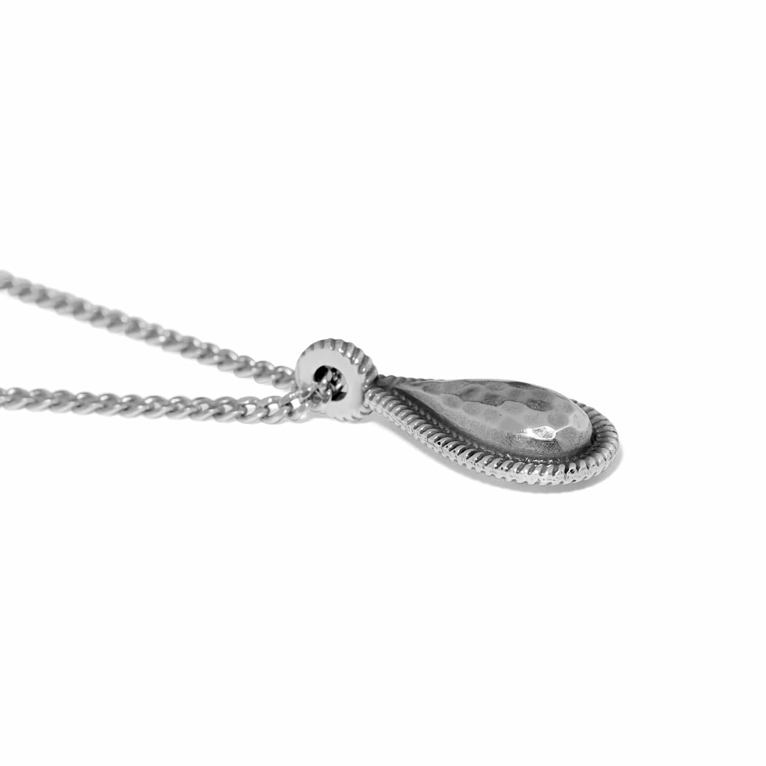 Brighton Ferrara La Crima Petite silver necklace with hammered teardrop pendant