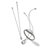 Brighton Ferrara La Crima Petite silver necklace with teardrop pendant on white background