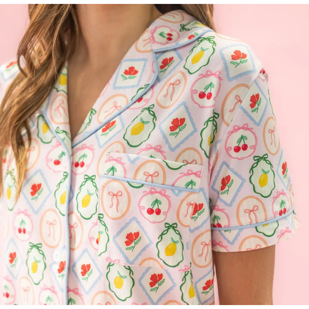 Fruit Cocktail Pajamas Short Set with Ruffle at ooh la la! in Grapevine TX 76051